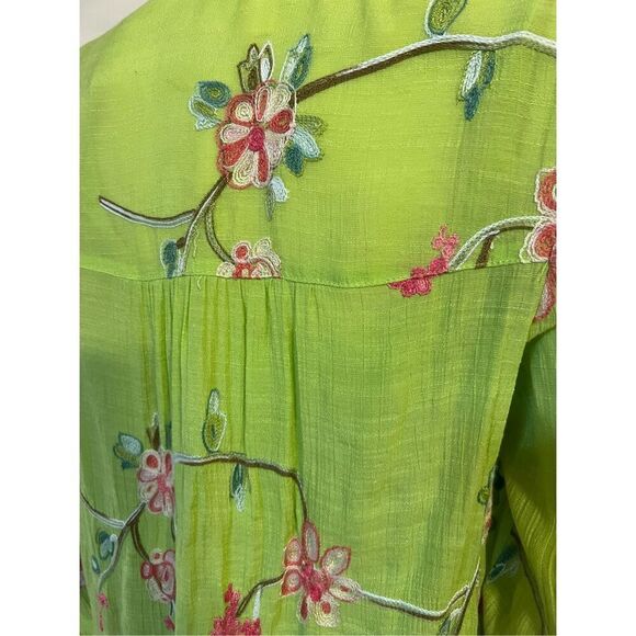 Fig and Flower Anthropologie Lime Green Embroidered Blouse W/ Matching Cami Size - Picture 5 of 11